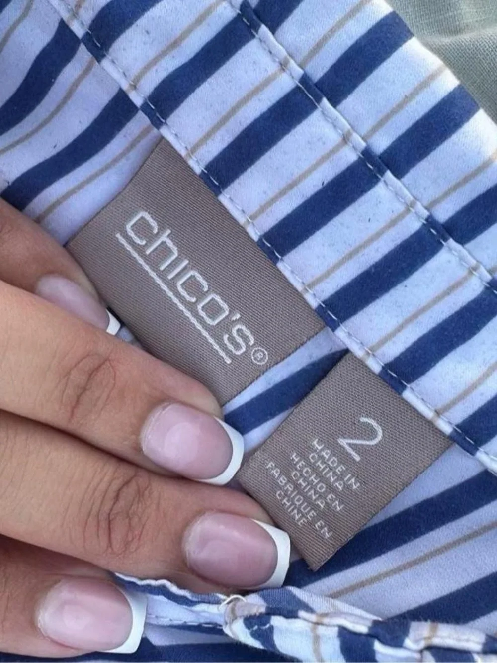 Chico's Blue & White Striped Button-Down Shirt